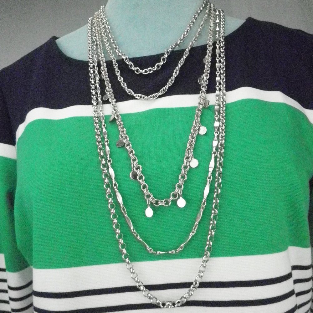 Vintage Napier Multi Chain Silver Tone Necklace